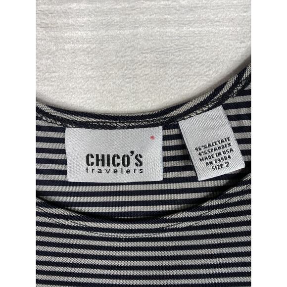 Chico's Travelers Tank Top Sz 2 Womens L Blue Taupe Slinky Stretch Sleeveless - Picture 3 of 7
